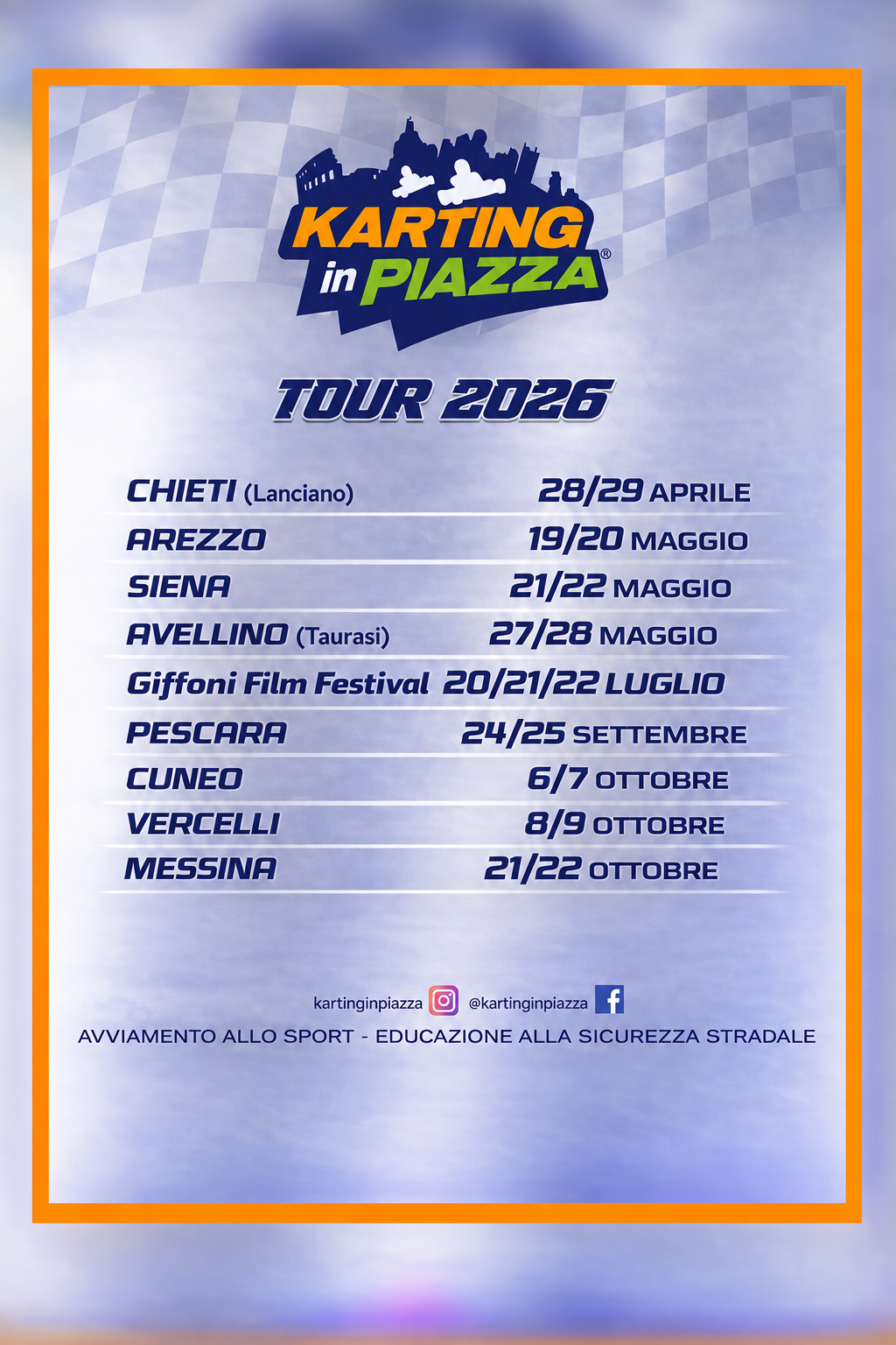 Calendario completo del Tour 2026 di Karting in Piazza